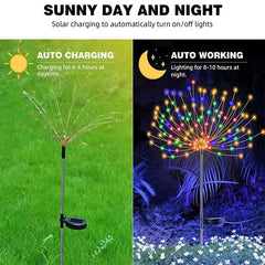 1/2/4Pcs Solar LED Firework Fairy Light Outdoor Garden Decoration Lawn Pathway Light