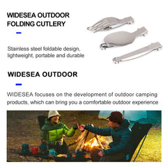 3 pcs 1 set Portable Outdoor Camping Travel Picnic Foldable Stainless Steel Cutlery