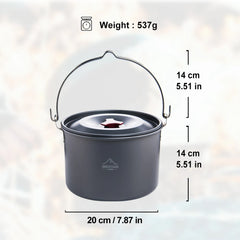Widesea 4L Camping Hanging Pot Cookware Outdoor Bowler Tableware 4-6 Persons