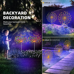 1/2/4Pcs Solar LED Firework Fairy Light Outdoor Garden Decoration Lawn Pathway Light