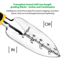 Garden Tool Set 4 Pack With Trowel, Cultivator Hand Rake, Transplant Trowel, Gardening