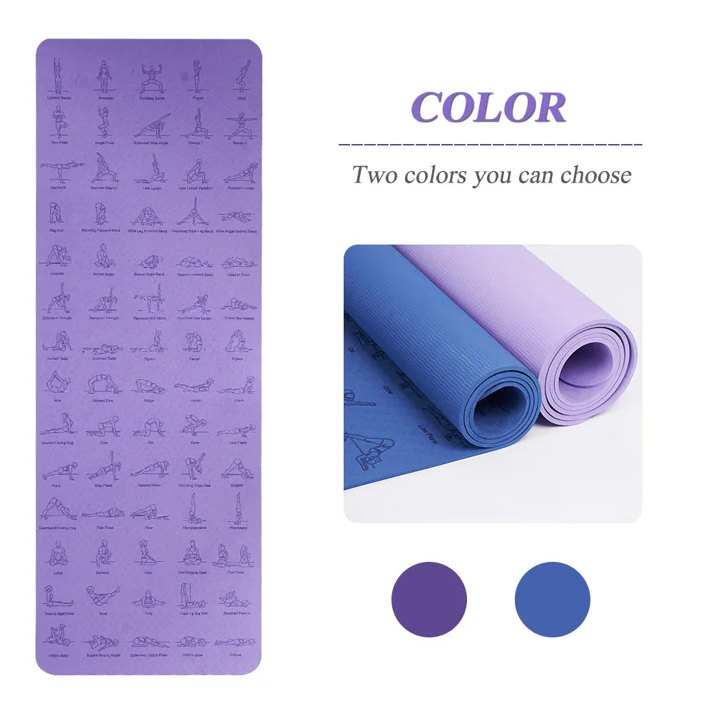 TPE Yoga Mat 183cm*61cm Anti-skid Sports Fitness Mat For Exercise Yoga And Pilates