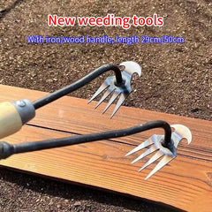 Weeding Artifact Uprooting Weeding Tool Steel Weed Puller 4 Teeth Dual Purpose Weeder