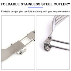 3 pcs 1 set Portable Outdoor Camping Travel Picnic Foldable Stainless Steel Cutlery