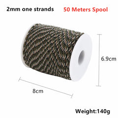 Paracord 2mm Survival Parachute Cord One Stand Cores Lanyard Camping Climbing