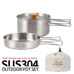 NOBANA Camping Pot Set 304 Stainless Steel Outdoor Cookware Kit Cooking Set Travel