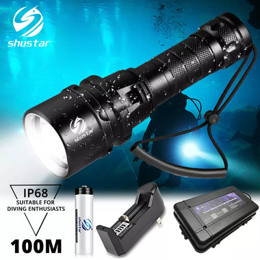 Super bright Diving Flashlight IP68 highest waterproof rating Professional diving light