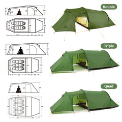 Naturehike Opalus 2 3 4 Tent 2 3 4 Person Hiking Tent 4 Season Tent Ultralight Family