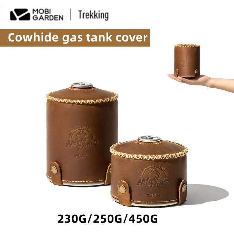 MOBI GARDEN Exquisite Embossing Craftsmanship Camping Cowhide Gas Tank Cover