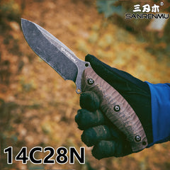 SANRENMU S745 Fixed Blade Knife Straight Knife 14C28 Outdoor Knife Camping Utility Tool