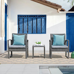JARDINA 3PCS Outdoor Patio Furniture Set Outdoor Wicker Conversation Set Rattan Chair