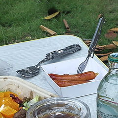 Multifunctional EDC folding outdoor tableware camping portable meal knife fork spoon