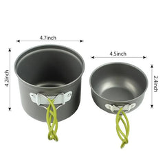 Aluminum Alloy Camping Pot Hiking Picnic Tourist Tableware Set With Folding Spoon Mini