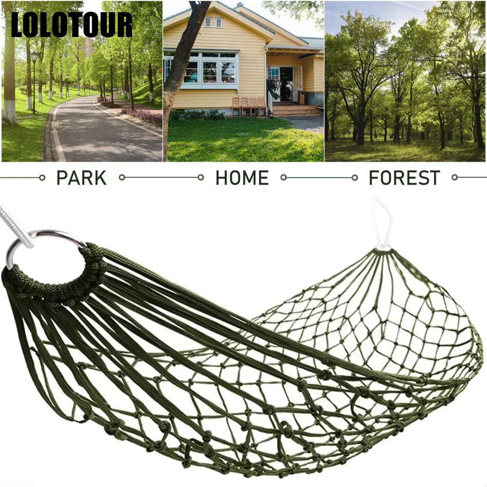 180x80cm Single Nylon Net Hammock Swing Hanging Sleeping Bed Chair Lightweight