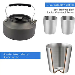 Camping Cookware Portable Pot Pan Cup Teaport Set Folding Outdoor Cooking Set