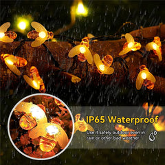 Solar String Light 20 LED Cute Bee Outdoor Light Wedding Home Garden Patio Party