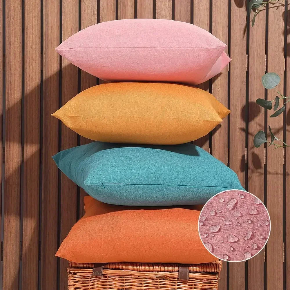 Outdoor Waterproof Cushion Cover 18x18in Throw Pillow Cover Solid Color Decorative