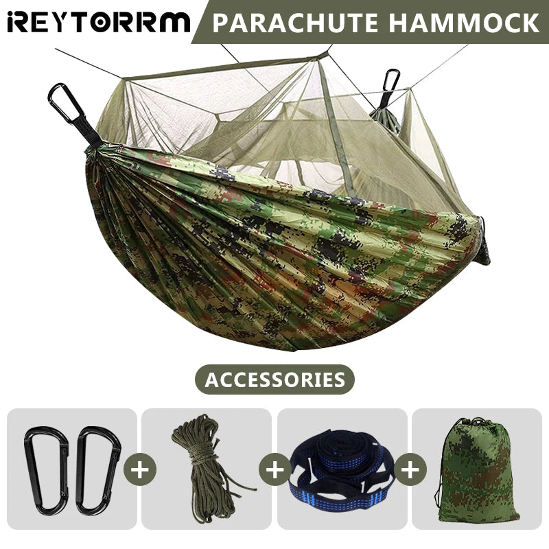 Camping Hammock With Mosquito Net Double Travel Hammock With Tree Straps
