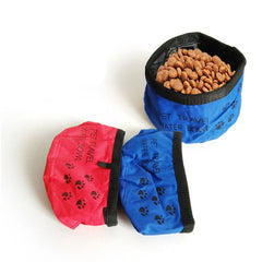 Dog Cat Puppy Food Water Bowl Dish Oxford Fabric Outdoor  Feeder Folding Collapsible