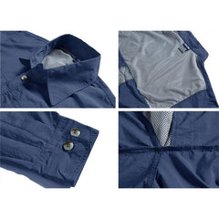 EKLENTSON Quick Dry Tactical Shirt Men Hiking Fishing Shirt Removable Long Sleeve