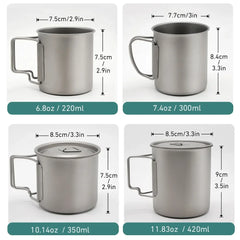 Ultralight Camping Mug Titanium Cup Tourist Tableware Picnic Utensils Outdoor Kitchen