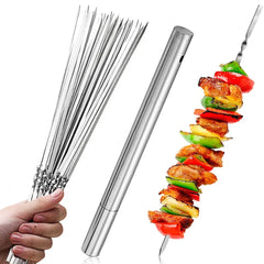 Skewers for Barbecue Reusable Grill Stainless Steel Skewers Shish Kebab BBQ Camping