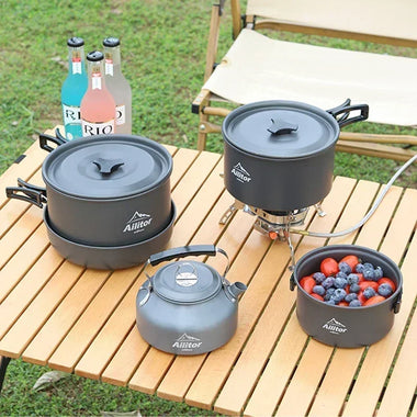 Camping Cookware Set Aluminum 5-6 Person Portable Outdoor Tableware Cookset