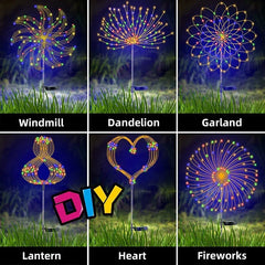 1/2/4Pcs Solar LED Firework Fairy Light Outdoor Garden Decoration Lawn Pathway Light