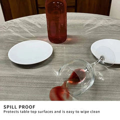 PVC Fitted Round Elastic Tablecloth Transparent Edged Table Covers Plastic Waterproof