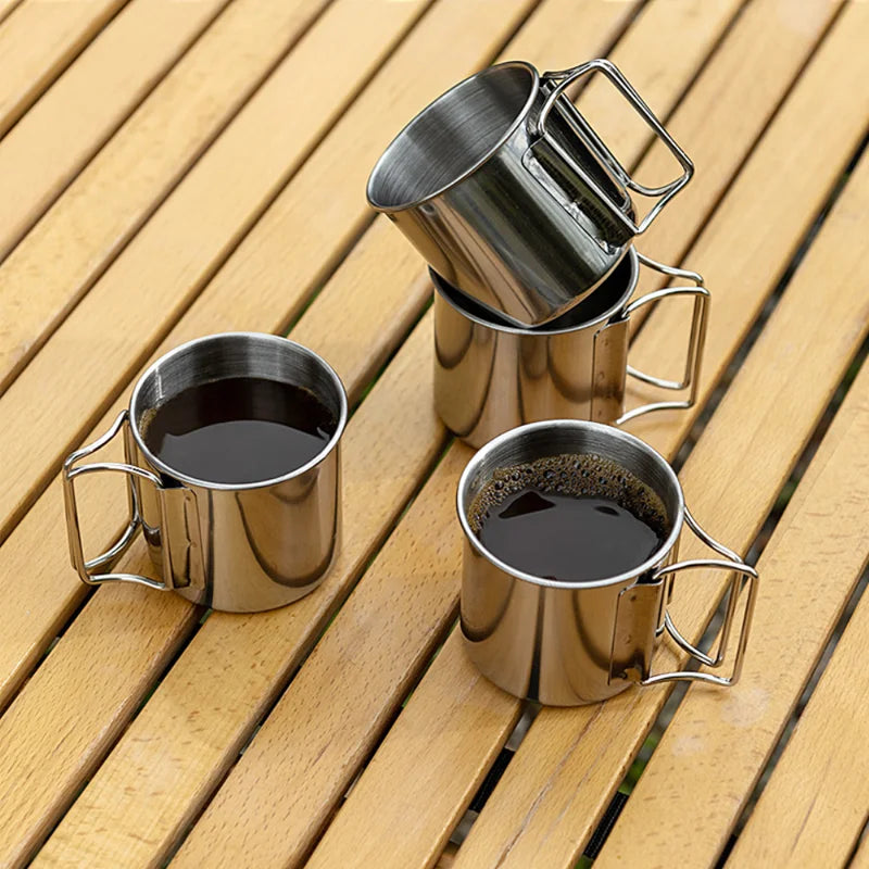 Stailess Steel Camping Mug Titanium Cup Tourist Tableware Picnic Utensils Outdoor Travel