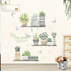 Garden Potted Plant Bonsai Flower Wall Stickers For Home Decor Living Room Kitchen