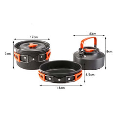 Camping Cookware Set Aluminum Portable Outdoor Tableware Cookset Cooking Kit Pan