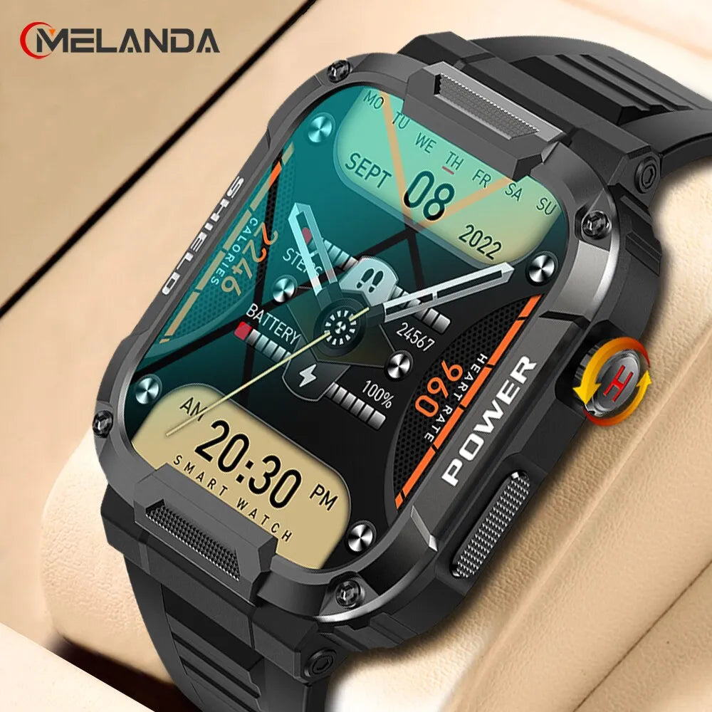 MELANDA 1.85 Outdoor Military Smart Watch Men Bluetooth Call Smartwatch For Xiaomi