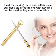 Portable Outdoor Tool Stainless Steel Toothpick Brass Creative Combination Stainless Steel