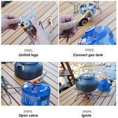 Outdoor Portable Three Head Stove Camping Windproof Stove High-power Burner
