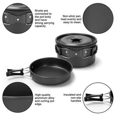Camping Cookware Portable Pot Pan Cup Teaport Set Folding Outdoor Cooking Set