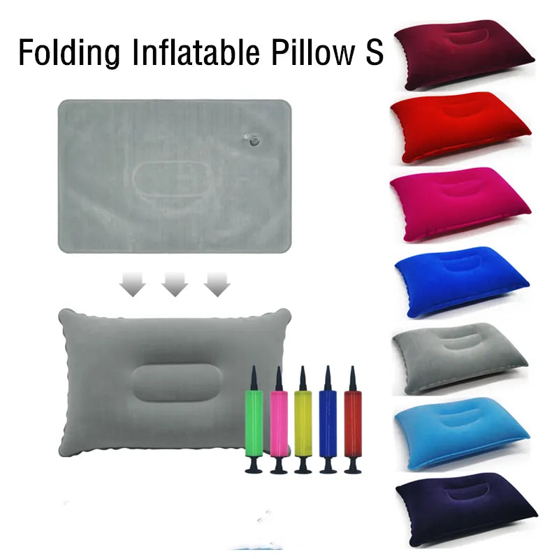 Portable Fold Outdoor Travel Sleep Pillow Camping Tent Inflatable Pillow Airplane Hotel