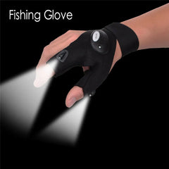 1 Pcs LED Outdoor Flashlight Fishing Gloves Half-finger Gloves with Light Lighting Night