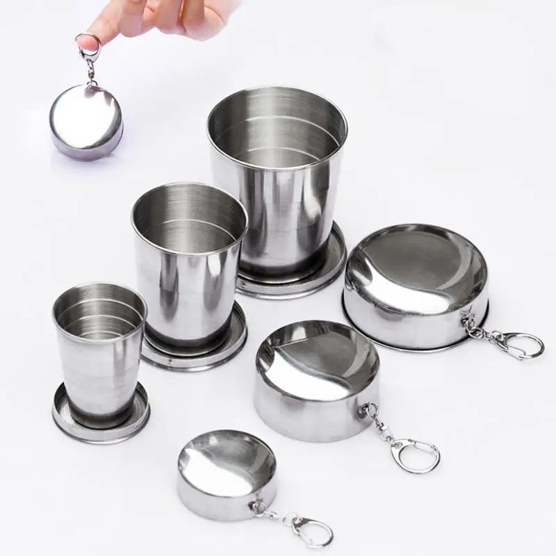 75/150/250ML Stainless Steel Folding Cup Camping Cookware Retractable Cup Teacups
