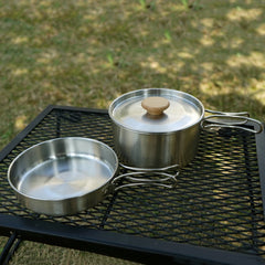 Stainless Steel Camping Cookware Outdoor Portable Cooking Teapot Picnic Tableware