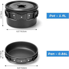 Camping Cookware Portable Pot Pan Cup Teaport Set Folding Outdoor Cooking Set