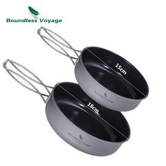 Boundless Voyage Non-stick Frying Pan Titanium Skillet Camping Pan Outdoor Ultralight