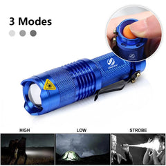 Colourful Waterproof LED Flashlight High Power Mini Spot Lamp 3 Models Zoomable