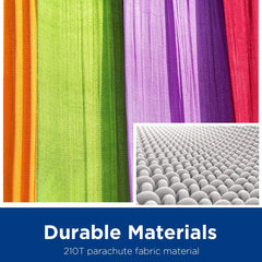 Lightweight Large Hammock 2 to 3 Person 125x78inch Parachute 210T Nylon Hammock