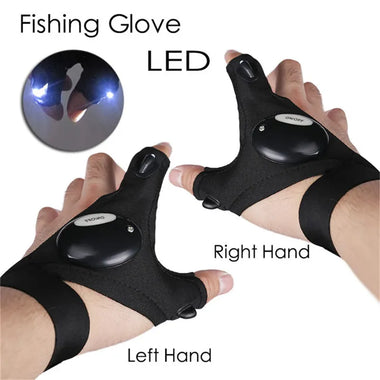 1 Pcs LED Outdoor Flashlight Fishing Gloves Half-finger Gloves with Light Lighting Night