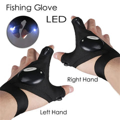 1 Pcs LED Outdoor Flashlight Fishing Gloves Half-finger Gloves with Light Lighting Night
