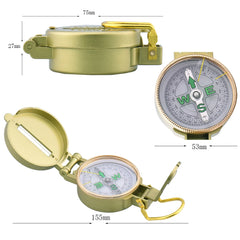 Authentic Compass Metal Band Ruler Set Magnifying Glass Lanyard Camping Supplies