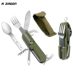 7 In 1 Camping Picnic Cutlery Knife Stainless Steel Fork Spoon Bottle Opener Flatware