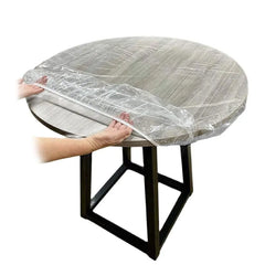PVC Fitted Round Elastic Tablecloth Transparent Edged Table Covers Plastic Waterproof