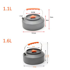 1.1/1.6L Outdoor Kettle Aluminum Alloy Pot Travel Pan Teapot Coffee Tableware Cookware